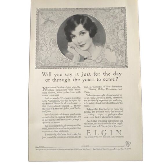 Vintage 1927 Elgin The Years to Come Ad Advertisement - Picture 1 of 4